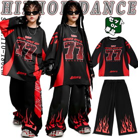赤色 レーシング tシャツ 柄シャツ キッズ ダンス衣装 セットアップ ファッション 女の子 男の子 ゆったり ピッタリ トップス スウェットパンツ hiphop jazz ジャズダンス ヒップホップ 韓国k-pop 演出服 発表会 団体服 応援団 ストーリー系 おしゃれ ライナー ロングtシャツ