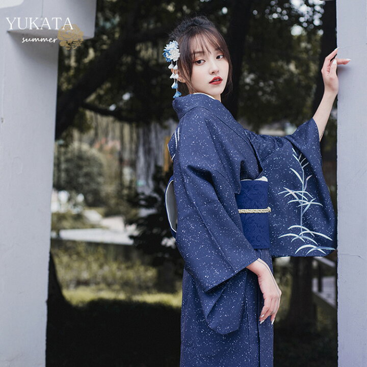 楽天市場 浴衣 ゆかた Yukata レディース 女性 巾着袋 足袋 お太鼓 作り帯 ワンタッチ帯 仕立上 軽装帯 作り帯お太鼓 洗える 街着 お出かけ お稽古 ショッピング 文化祭 夏 花火 花柄 上品 可愛い 花見 婦人 レトロ グレー 竹柄 竹 きもの 京都