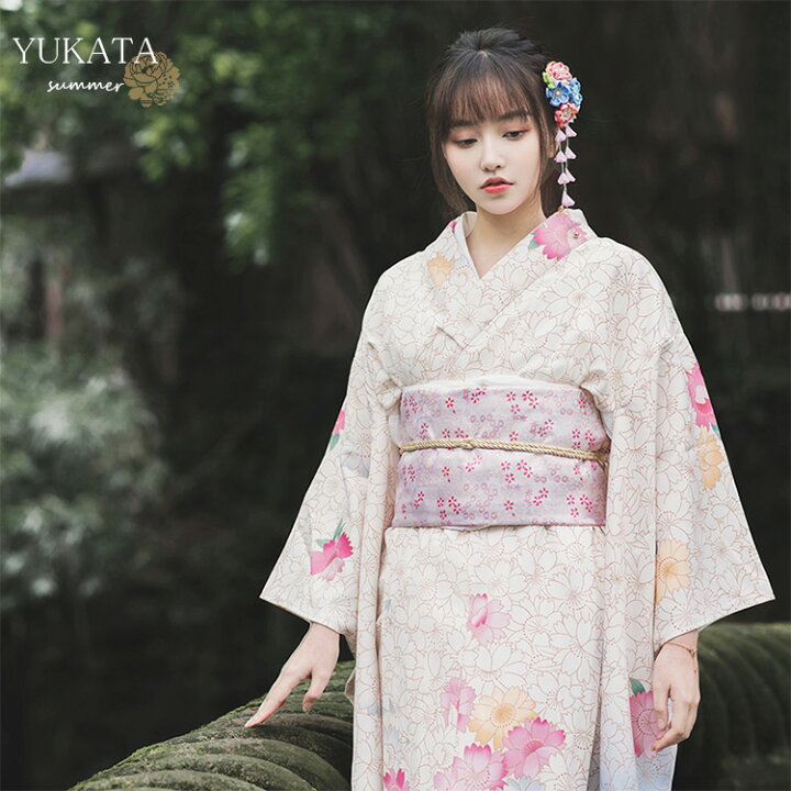 楽天市場 着物 Kimono 振袖 和装 成人式 レディース 女性 巾着袋 足袋 洗える 街着 お出かけ お稽古 ショッピング 文化祭 夏 花火 髪飾り 花柄 上品 可愛い 花見 花 花柄 婦人 レトロ ホワイト 白 きもの 古典 手提げ 150cm