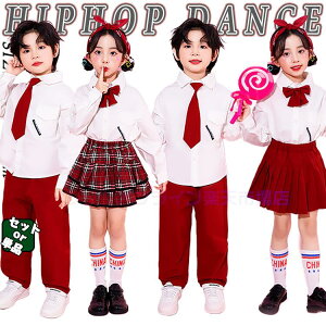 チェック柄 スーツ キッズ ダンス衣装 セットアップ 女の子 男の子 子供 チア チアガール 長袖トップス シャツ ネクタイ スカート パンツ おしゃれ ゆったり カジュア ジャズダンス ヒップホ