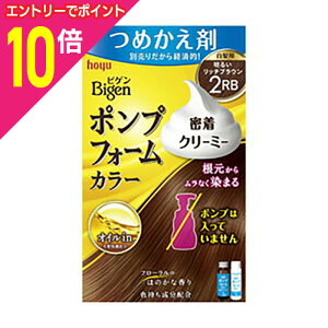 【ポイント10倍:10月まるまるお得 ※要エントリー】【ホーユー】ビゲンポンプフォームカラーつめかえ剤 2RB 明るいリッチブラウン ※お取り寄せ商品