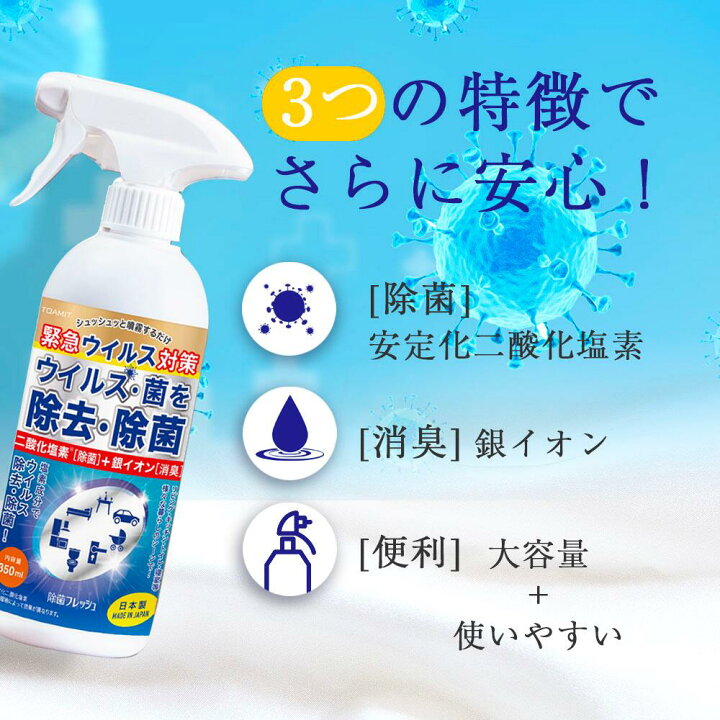 楽天市場】【除菌フレッシュ】強力除菌 350ml 安心の日本製 緊急 