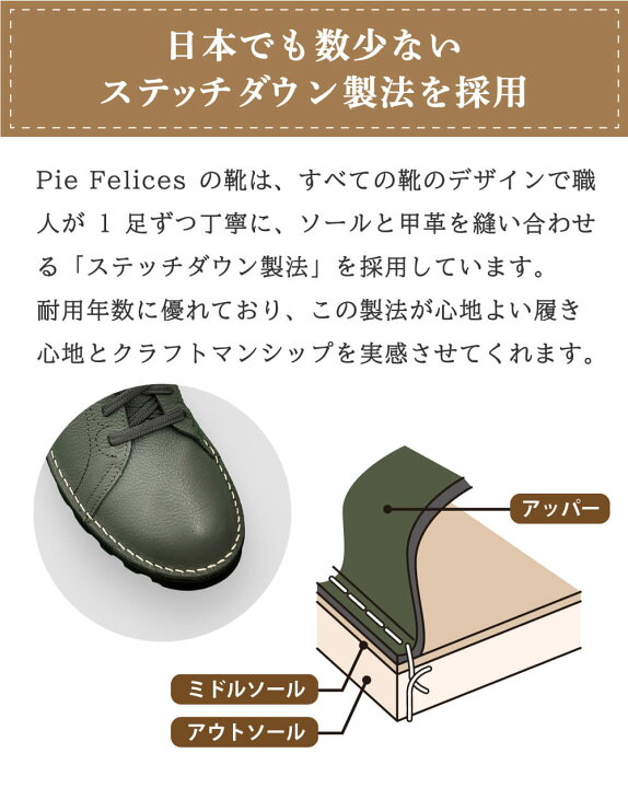 楽天市場】【サイズ交換無料】Pie Felices 牛革ゴムひもウォーキング 