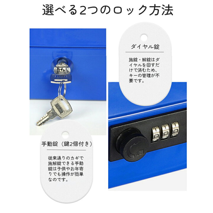 楽天市場】手提げ金庫 鍵付き 貴重品入れ 小銭入れ保管ケース ダイヤル 