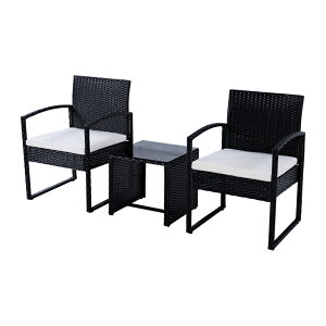 即納【送料無料】ガーデンファニチャー 3点 ガーデンテーブル ガーデンチェアー ラタン調 テーブル 家具 樹脂 ホテル カフェ ベランダ テラス 屋外家具 高級 ソファ ガーデンソファー ガー