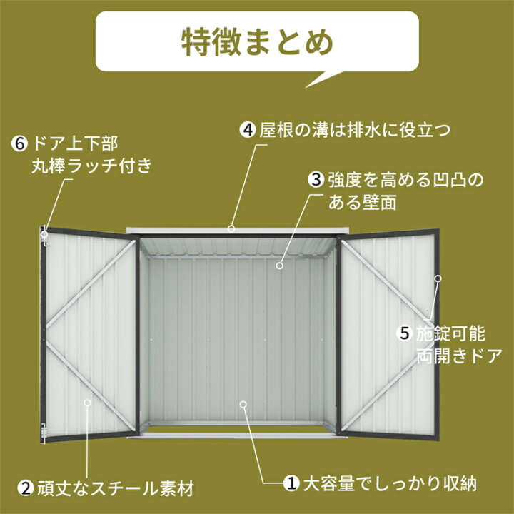 楽天市場】即納【1年保証】物置 物置き 屋外用 両開きドア 施錠可能 
