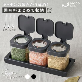 【1個ご購入10%OFF★2個15% OFF クーポン配布中】調味料入れセット 調味料ポット スプーン付き 2個セット 3個セット 調味料ケース 密閉 塩 砂糖 容器 キッチングッズ おしゃれ キッチン調味料入 冷蔵庫収納 密閉 保存容器 スパイス 片手パッキン 耐熱ガラス容器 湿気防止