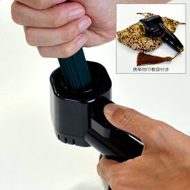 【墓参ライター】ターボ式線香ライター 龍炎・携帯袋付【ガス充填タイプ】ターボライター お線香ライター お墓参り 墓参用品 お彼岸 お盆 注入式 墓参りライター 充填式 パワフル 着火器 ガスボンベ 収納袋 永光 ブラック 風に強い 強風下でも火が消えない 強力バーナー