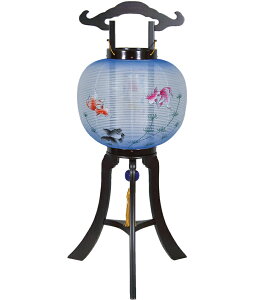 【単品】京提灯「金魚」絹一重・尺・黒檀調〔木製〕高さ74cm【8/3(火)お盆前出荷最終受付】【盆提灯】【おまけ付】【回転風車付き】【透明風車】【組立式】【電気式】すっきりコード巻&
