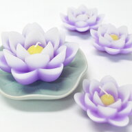 【在庫限り】カメヤマローソク 進物「清蓮灯（紫）」蓮型ろうそく 喪中見舞 パープル 進物 お彼岸 お盆 …