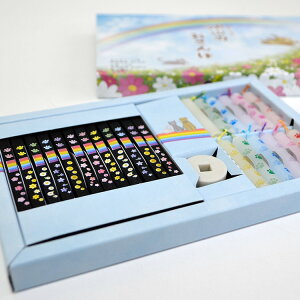 丸叶むらた 沢山のおさんぽ お線香とローソクのセット虹のお香12本 あしあとろうそく12本 香立付2個までネコポス対応 煙少香 バニラ ペット供養 お供え ペット ペットロス お悔やみ メモリ