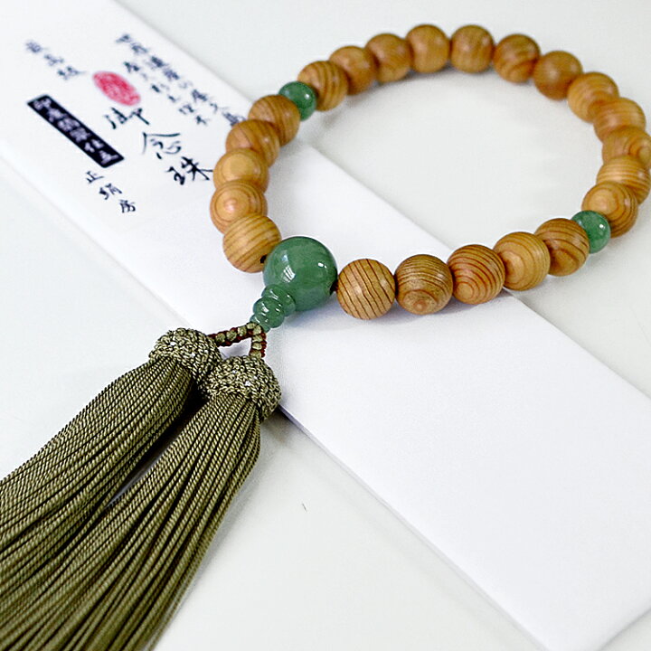 楽天市場】【略式念珠】【男性用数珠】「屋久杉」12mm22玉〔翡翠仕立 