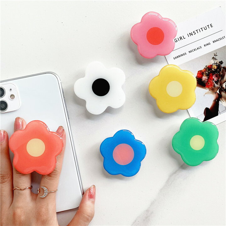 楽天市場 保証付 スマホグリップ かわいい フラワー 花 シンプル スマホリング おしゃれ スマホ グリップスタンド 花 スマホ 落下防止 グリップ スマホホルダー スタンド機能 オシャレ スマホ リング イヤホン収納 角度調整 スマートフォン スマホ 全機種対応 Ansin