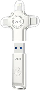 iDiskk 4in1 USB������ 128GB iPhone17/16/15/14/13�Ή� iPad Android PC Mac Lightning Type-C �����o�b�N�A�b�v �p�X���[�h�ی� 3in1�ϊ��A�_�v�^�[�t