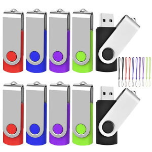 EASTBULL USB������ 2GB 10�Z�b�g �t���b�V���������[ USB2.0 �t���b�V���h���C�u 360° ��]�� �h�o���\�D�� �X�g���b�v�t�� LED���C�g�t�� (2GB 5�F)
