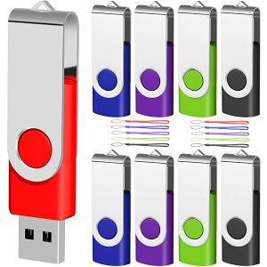USB������ 8GB 10�Z�b�g EASTBULL �t���b�V���h���C�u USB2.0usb�������[ �t���b�V���������[ 360°�M���b�v���X��]�� �X�g���b�v�t�� Windows PC�ɑΉ� ���A�΁A���A�ԁA�� �ܐF(8G, 10�Z�b�g5�F)
