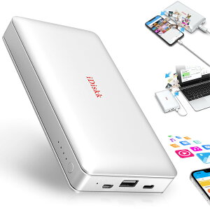 iDiskk �O�t��HDD 1TB 10000mAh ���o�C���o�b�e���[ iPhone 17 16 15 �Ή� iPad �O���X�g���[�W MFi�F�� USB3.0 �ʐ^����o�b�N�A�b�v �p�X���[�h�ی� Mac Windows Android�Ή�