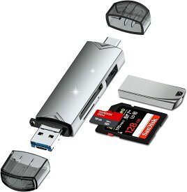 SDカードリーダー 3in1 Type-C Micro usb USB3.0メモリカードリーダー SD TF USB カメラアダプタ 変換 アダプタ 0TG機能 設定不要 双方向高速データ転送 写真/ビデオ/ファイル/キーボード 超小型 高耐久アルミ合金 Windows/Macbook/Android対応