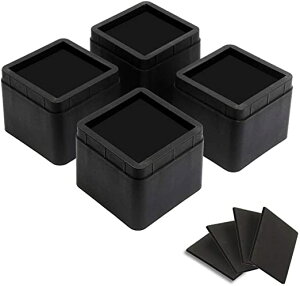 Uping テーブル ベッドの高さ調節が簡単にできるベッドの高さをあげる足 4個セット 高さを上げる 高さ調節脚 こたつ 継足し 継ぎ足 テーブル脚台 高さ調整 暖房器具 (耐荷重1000kg) ブラック (