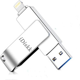 Apple認証 iDiskk Mfi取得 iPad iPhone USBメモリ128gb Lightning フラッシュドライブ コネクタ搭載 外付 USB 3.0 容量不足解消 iPad Air/mini iPhone 12/11/Pro/X XS