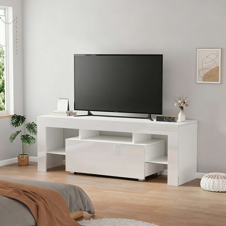 楽天市場】テレビ台 幅130cm ローボード付き 鏡面 テレビボード 北欧 