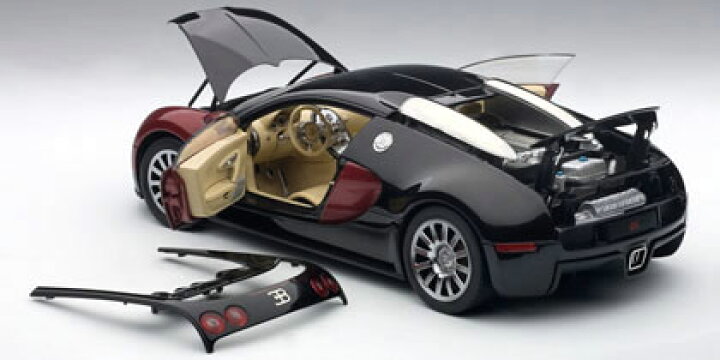 楽天市場 オートアート 1 18 ブガッティ ヴェイロン 量産 第一号車 001 レッド ブラック ベージュインテリア カーホビーショップ アンサー