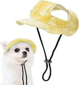 犬用帽子 犬用サンハット 夏 UV保護バイザー 小型・中型犬用 ペット ドッグハット 犬用バケットハット 耳穴付き 調節可能なあごストラップ 犬用 サンバイザー 小型犬・中型犬・大型犬用 犬用帽子