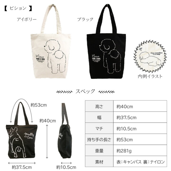 楽天市場 イヌのイラストトートバッグ 5柄 2色 お1人様1点限り ペット用サプリ専門 Ant Pack