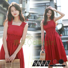 楽天市場 スクエアネック ノースリーブ ワンピの通販