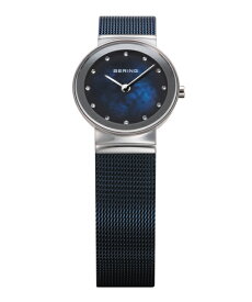 【10％OFFクーポン！6月5日23:59まで】ベーリング 腕時計 BERING Classic Curving Mesh 10126-307 ブルー シルバー レディース 時計 ブランド アナログ おしゃれ 防水 北欧 デザイナー かわい