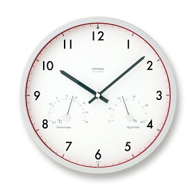 レムノス Lemnos Air clock 電波時計 温湿度計付 レッド LC09-11W RE 掛け時計 おしゃれ かわいい オシャレ アナログ 壁掛け時計 かけ時計 時計 見やすい 高級 日本製