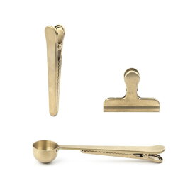 キッカーランド Kikkerland ブラスクリップセット バッグクリップ Brass Clip Set ユニーク 雑貨 おもしろ雑貨 おもしろグッズ 輸入雑貨 ニューヨーク アメリカ アメリカン おもしろ おしゃれ かわいい 北欧 ギフト 誕生日プレゼント インテリア 雑貨 シンプル