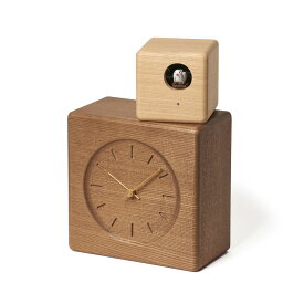 レムノス Lemnos Cubist Cuckoo Clock ブラウン+ナチュラル GTS19-04 B 置き時計 おしゃれ かわいい オシャレ カッコー時計 時報 置時計 電池式 小さい アナロ