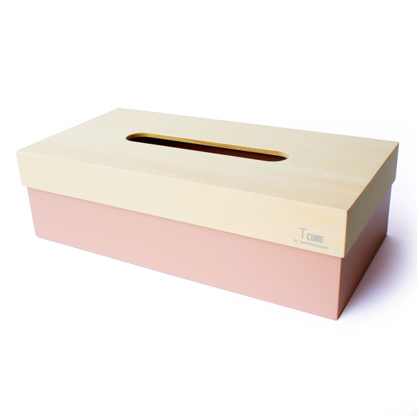 やさしいカラーの木製ティッシュケース 2 000円クーポン配布中 T コーラルピンク 送料無料 激安 お買い得 キ゛フト ついに入荷 ティッシュケース CUBE