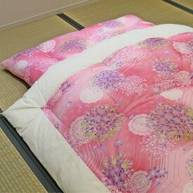 【受注生産】 国産 匠の手作り綿わたふっくら掛布団 ブルー/ピンク 日本製 寝具 ふとん あったか 冬 米綿