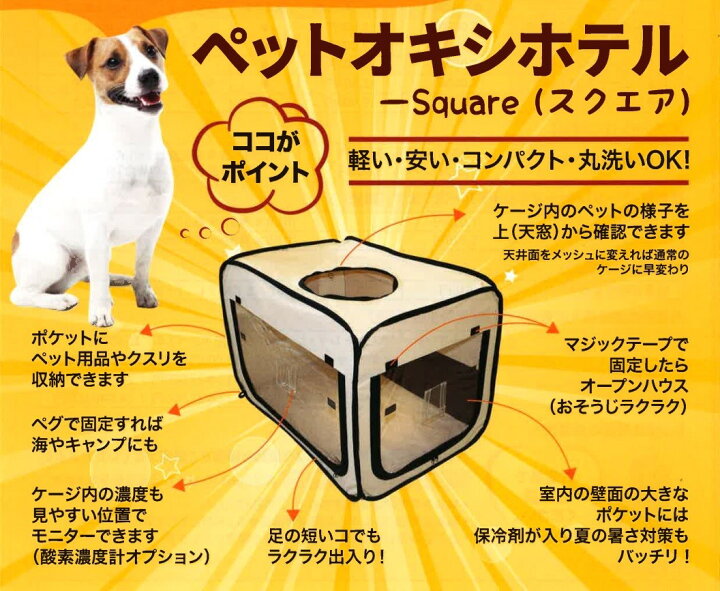 楽天市場】ペット用酸素室 ペットオキシホテル スクエア 【Sサイズ  