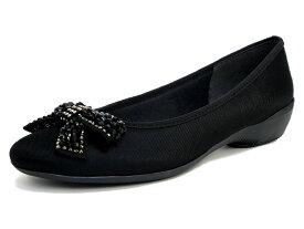 AC アミュエルコンセプト バレエシューズ 靴 レディース パンプス 日本製 軽量 撥水加工 汚れにくい ビジューリボン フラットソール モールド 黒 歩きやすい 痛くない 結婚式 卒入学 仕事 3e【あす楽対応】