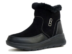 North Date ノースデイト ショートブーツ レディース ボア フェイクファー スパイクソール グリップ ファスナー 耐水 生活防水 フラット 防滑 防寒 黒 グレージュ 北海道 3e 冬 雪 氷【あす楽対