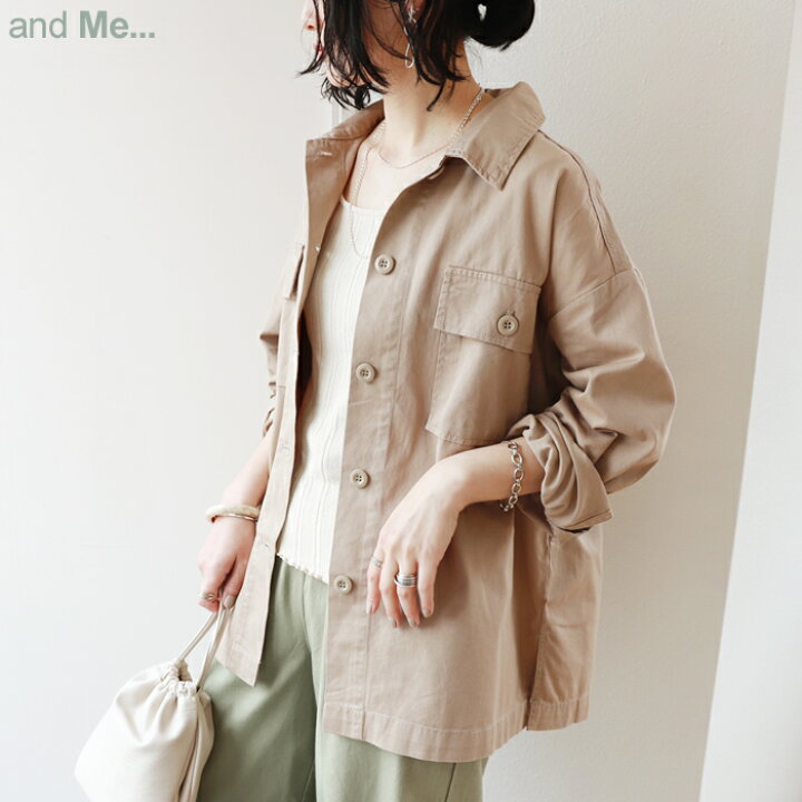 楽天市場 宅配便a チノツイル ウエストベルト付き ミリタリー ワーク ジャケット レディース 長袖 コットン シャツ 2way ロング丈 サイドスリット 春 夏 秋 メール便ng And Me アンドミー