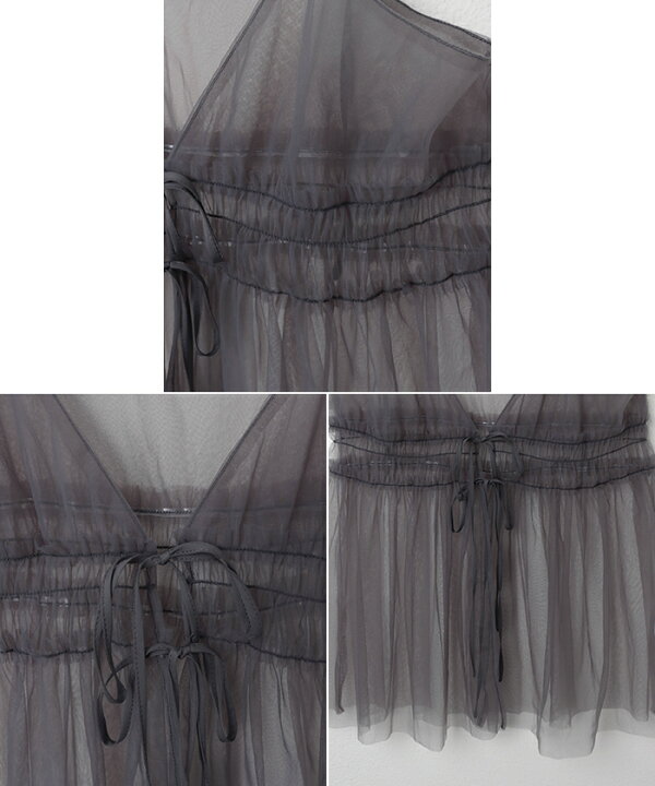 楽天市場】【メール便C】フロントリボン チュール キャミソール  