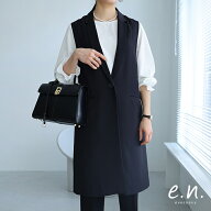 evernavy エバーネイビー ロング ジレ レディース ノーカラージャケット テーラードジャケット ベスト ア…