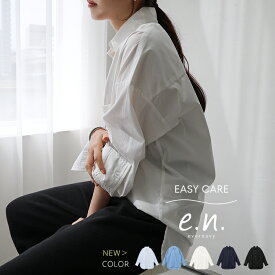 evernavy エバーネイビー イージーケア オーバーサイズ ドロップ 長袖 シャツ レディース トップス ブラウス シャツブラウス 綿シャツ 長袖シャツ 羽織 体型カバー ボリューム袖 きれいめ 上品 オフィス M L 春夏 秋冬 春 夏 秋 冬