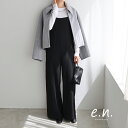 evernavy エバーネイビー とろみ素材 スクエアネック サロペット レディース ボトム オーバーオール オールインワン …