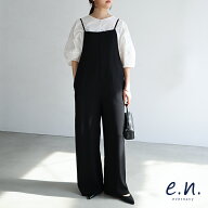 evernavy エバーネイビー とろみ素材 スクエアネック サロペット レディース ボトム オーバーオール オー…