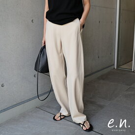 evernavy エバーネイビー ポンチ カーブ パンツ レディース ワイドパンツ カーブパンツ ボトム ズボン ウエストゴム 体型カバー ストレッチ ゆったり 楽ちん 美脚 とろみ ポケット カットソー セレモニー きれいめ オフィス カジュアル S M L XL 春夏 秋冬 春 夏 秋 冬