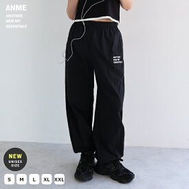 ANME アンメ UVカット 接触冷感 ロゴ 刺繍 ナイロン パンツ レディース メンズ 男女兼用 ユニセックス ノームコア ボトム ワイドパンツ ズボン ウエストゴム UPF50＋ 撥水 機能性 体型カバー ポケット エンブロイダリー セットアップ S M L XL XXL 春夏 春 夏 秋 冬