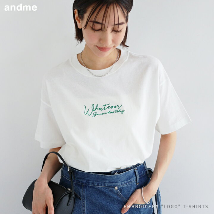 楽天市場】コットン天竺 ロゴ 刺繍 半袖 Tシャツ レディース トップス 
