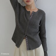 Freesia フリージア カーディガン ランダム リブ ニットカーディガン トップス レディース ニットトップ…