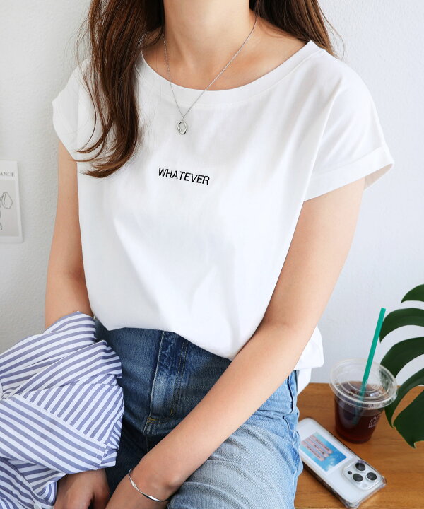 楽天市場】【メール便対応B】WHATEVER 刺繍 ロゴ フレンチスリーブ T 
