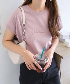 【メール便対応B】【一部予約】コットン天竺 Whatever ロゴ 刺繍 フレンチスリーブ Tシャツ レディース tシャツ カットソー トップス オーバーサイズ 体型カバー カジュアル 春 夏 秋